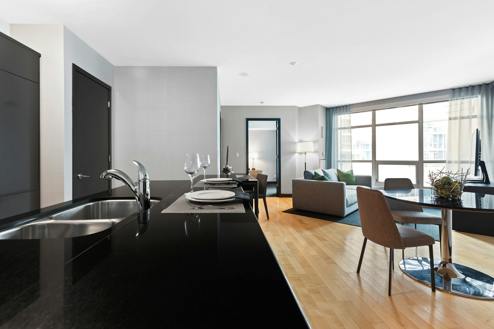 brown wooden table with chairs